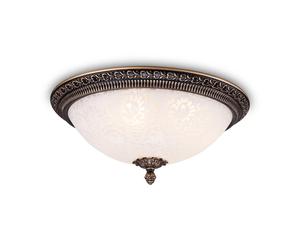 Plafoniera Contemporanea Pascal Metallo Bronzo 3 Luci Diffusori Vetro