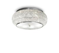Plafoniera Contemporanea Pasha' Metallo-Cristallo Cromo 10 Luci E14