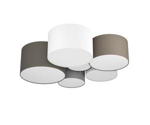 Plafoniera Contemporanea Pastore Acciaio Bianco 6 Luci E27