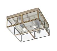 Plafoniera Contemporanea Pisa Acciaio Ottone Vetro 2 Luci E14 [EEK: A++]