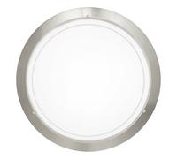 Eglo Planet 1, Lampada da soffitto a 1 luce, plafoniera in metallo argentato e vetro verniciato bianco, attacco E27