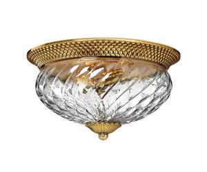 Plafoniera Contemporanea Plantation Ottone Bronzo Brunito Vetro 3 Luci E27