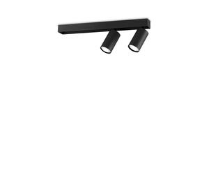 Plafoniera Contemporanea Profilo Metallo Nero 2 Luci Gu10 28W 3000K Ip20