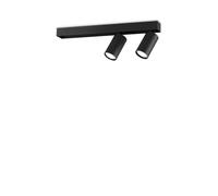 Plafoniera Contemporanea Profilo Metallo Nero 2 Luci Gu10 28W 3000K Ip20 [EEK: A++]