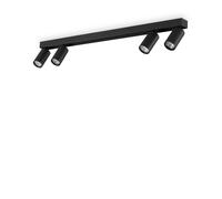 Plafoniera Contemporanea Profilo Metallo Nero 4 Luci Gu10 28W 3000K Ip20