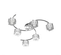 Plafoniera Contemporanea Rubik Metallo Cromo Diffusore Cristallo 6 Luci G9