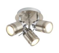 Plafoniera Contemporanea Sansone Acciaio Argento Policarbonato Cromo 3 Luci Gu10