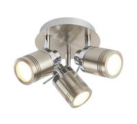 Plafoniera Contemporanea Sansone Acciaio Argento Policarbonato Cromo 3 Luci Gu10 [EEK: A++]