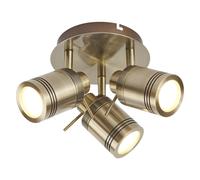Plafoniera Contemporanea Sansone Acciaio Ottone Vetro 3 Luci Gu10