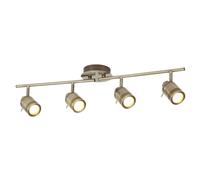Plafoniera Contemporanea Sansone Acciaio Ottone Vetro 4 Luci Gu10