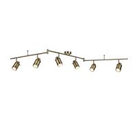 Plafoniera Contemporanea Sansone Acciaio Ottone Vetro 6 Luci Gu10