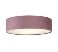 Plafoniera Contemporanea Tamburo Acciaio Rosa Tessuto Bianco 2 Luci E27