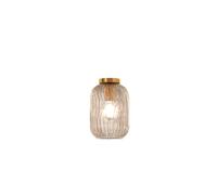 Plafoniera Contemporanea Tender Metallo Ottone Satinato Vetro Ambra 1 Luce E27