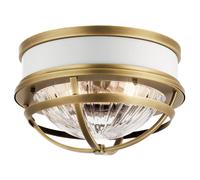 Plafoniera Contemporanea Tollis Acciaio Ottone Naturale Bianco 2 Luci E27