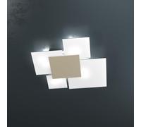 Plafoniera Contemporanea Upgrade Metallo Sabbia E Vetro 4 Luci E27 71Cm