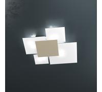 Plafoniera Contemporanea Upgrade Metallo Sabbia E Vetro 4 Luci E27 71Cm