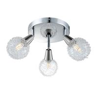 Plafoniera cromata chiara per sala da pranzo lampada di design Spotrondell ALU lampada a sfera per soffitto soggiorno, spot mobili, 3x E14 LED 3W 300lm, 18 cm