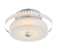 Plafoniera cromata da cucina lampada da soffitto rotonda a LED in vetro per corridoio, 9W 710lm bianco caldo, DxH 20 x 10,5 cm