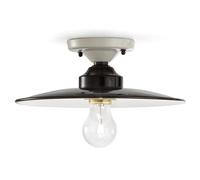 Plafoniera Vintage B&W Metallo Smaltato Nero E Bianco 1 Luce E27 25Cm