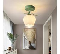 Plafoniera da incasso a fiore in verde Con Paralume per piccolo corridoio Apparecchio moderna in vetro di latte di metà secolo E27 Lampada da soffitto floreale per portico di fattoria Soggiorno (B)