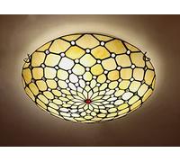 Plafoniera da incasso Lampada da soffitto in vetro colorato Tiffany Lampadario in stile mediterraneo Lampada da soffitto a LED in vetro artistico beige con perlina per corridoio Camera da letto