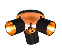 Plafoniera da Interno Attacco E14 in Metallo e Legno Nero e Oro