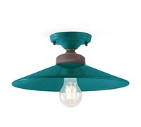 Plafoniera Vintage Colors Ferro E Ceramica Verde Petrolio 1 Luce E27