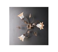 Plafoniera da soffitto classica in ferro battuto marrone e oro 3 luci per salotto, soggiorno, corridoio, camera da letto, cameretta, LGT Anastasia