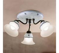 Plafoniera Classica Ferrara Metallo E Ceramica Nero Sfumato Rame 3 Luci E14