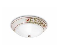 Plafoniera da Soffitto CON bordi in ceramica dipinti a mano CAPUA H 11 cm ? 32 cm peso 1 kg - Attacco Lampada E 27 interno esterno, Bianco Vintage