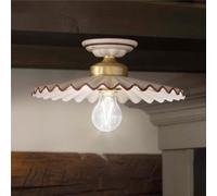 Plafoniera da Soffitto con Diffusori Plissettati in Ceramica LAQUILA Diametro ? 31 cm peso 1 kg - Attacco Lampada E 27 interno Paralume Bianco Vintage bianco