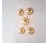 Plafoniera da soffitto contemporanea ottone con sfere in vetro 5 luci bon-623