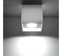Sollux Lighting Quad 1 Lampada da soffitto | Design moderno con paralume rettangolare | In alluminio con lampadina GU10 sostituibile, 1 x 40 W | Bianco, 10 x 10 x 10 cm