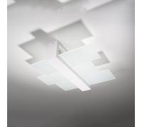 Sollux Lighting Feniks 2 Lampada da soffitto | Elegante alloggiamento in legno + combinazione di paralume in vetro | Lampadina E27 sostituibile, 2 x 60 W | Bianco, 43 x 43 x 12 cm