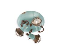 Plafoniera da soffitto orientabile in ceramica vintage azzurro 3 luci FLR-214