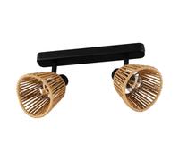 Plafoniera da soffitto rustica spot in metallo nero e carta a 2 luci gl1960