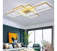 Plafoniera Da Soggiorno Lampadario Moderna LED Lampada Da Soffitto Rettangolare Dimmerabile Colore E Luminosità 3000K-6000K Telecomando Paralume in Acrilico Illuminazione Camera Da Letto,D'oro,ø105cm