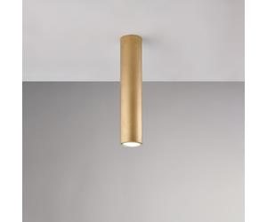 Plafoniera Dag Ø8xH30 cm, Oro, Ferro Laccato Bianco con Decorazione Oro Antico