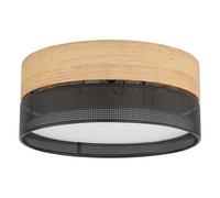 Plafoniera Deckenleuchte Rotondo Ø 50 CM Nero Legno Ottica 4x E27 Blendarm Innen