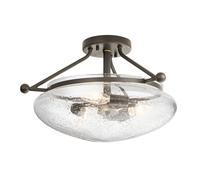 Plafoniera Deckenleuchte Rotondo D: 43,1 CM Bronzo Antico Metallo Vetro 3x E14