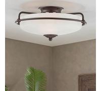 Plafoniera Deckenleuchte Rotondo M Bronzo Antico Bianco 3x E27 Soggiorno