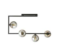 Plafoniera Deckenleuchte Sala 83 CM Lungo Metallo Vetro Nero Grigio 4x E14