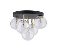 Plafoniera Deckenleuchte Vetro Metallo Ø 35 CM H:25 CM Piccolo Nero Oro 5x G9