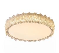 Plafoniera Di Lusso Francese in Vetro,Da Moderna Ed Elegante in Cristcon Led, Struttura Creativa con Finiture Dorate, Plafón De Lujo, Lustre Para Living Room, Dining Room, Bedroom (40 Cm/15,7")/40 Cm/