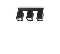 DYNAMITE FARETTO NERO ORIENTABILE 3 LUCI ATTACCO GU10 27,5CM LAMPADINA INCLUSA QUADRATA