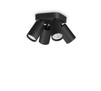 DYNAMITE FARETTO NERO ORIENTABILE 4 LUCI ATTACCO GU10 LAMPADINA INCLUSA BASE QUADRATA FARETTI TONDI