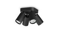 Plafoniera DYNAMITE 4 luci GU10 dimmerabile nera metallo/ alluminio Ideal Lux