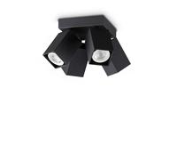 DYNAMITE FARETTO NERO ORIENTABILE 4 LUCI ATTACCO GU10 LAMPADINA INCLUSA BASE QUADRATA FARETTI QUADRATI