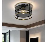 Plafoniera E27 Oro Nero Ø 30 CM Metallo Mesh Deckenleuchte Soggiorno Murine