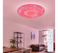 Plafoniera effetto stella, plafoniera dimmerabile, bianca, lampada dimmerabile con telecomando, funzione luce diurna, cambio colore, 1x LED RGB 40W 2140Lm, 50 cm